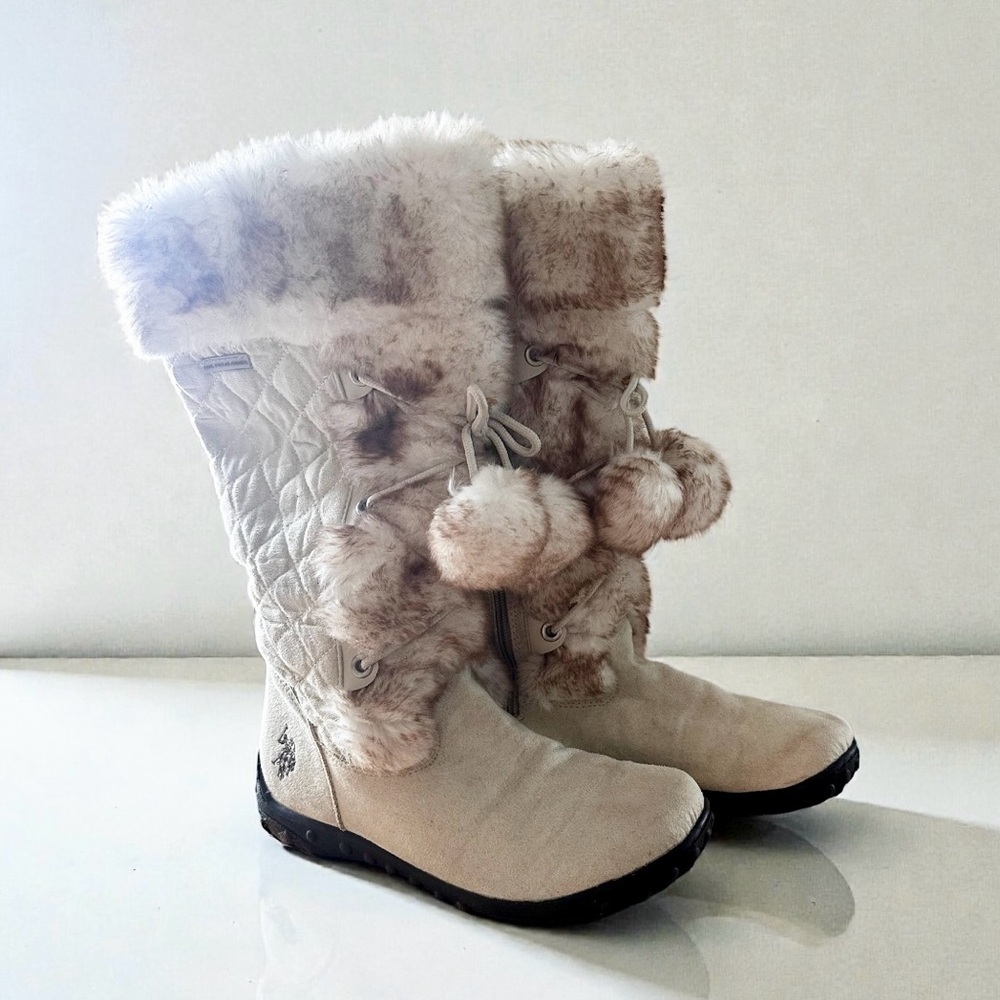 U.S. Polo Assn. Jess Faux Fur Winter Snow Boots • Quilted Ivory • Women’s Size 9